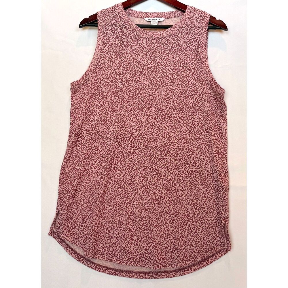 Athleta Breezy Tank M Medium Pink Maroon Leopard Micro Animal Print Gymcore